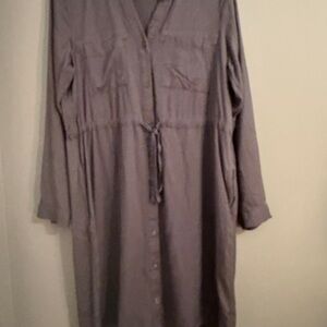 AND Gray Button-Up Shirt Dress